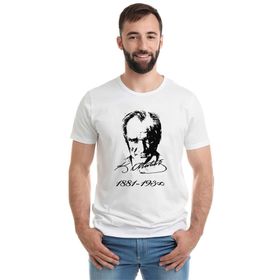 Qivi K Atatürk İmza 1881 1938 Baskılı Beyaz Erkek T-shirt