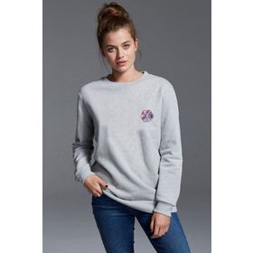 Qivi K Pop Galaxy Exo Logo K Baskılı Gri Kadın Uzun Kol Örme Sweatshirt
