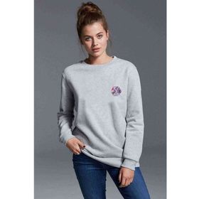 Qivi K Pop Galaxy Exo Logo K Baskılı Gri Kadın Uzun Kol Örme Sweatshirt