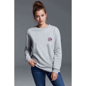 Qivi K Pop Galaxy Exo Logo K Baskılı Gri Kadın Uzun Kol Örme Sweatshirt