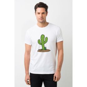 Qivi Kaktüs Cactus Baskılı Beyaz Erkek T-shirt