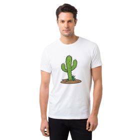 Qivi Kaktüs Cactus Baskılı Beyaz Erkek T-shirt