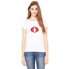 Qivi Kobra Kırmızı Baskılı Beyaz Örme Kadın T-shirt