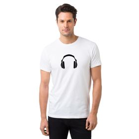 Qivi Kulaklık Baskılı Siyah Erkek Örme T-shirt