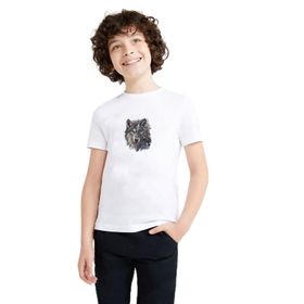 Qivi Kurt Baskılı Beyaz Erkek Çocuk T-shirt