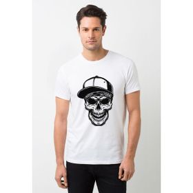 Qivi Kuru Kafa Baskılı Beyaz Erkek T-shirt