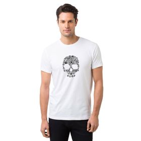 Qivi Kuru Kafa Baskılı Beyaz Erkek T-shirt