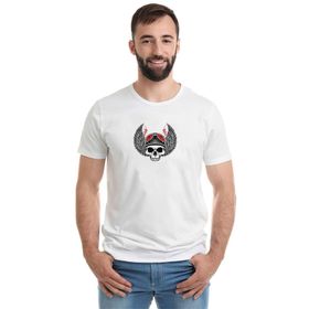 Qivi Kuru Kafa Kaanat Şimşek Gözlük Baskılı Beyaz Erkek T-shirt