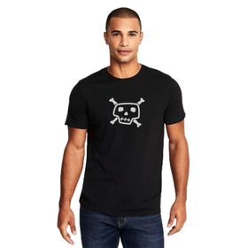 Qivi Kurukafa İcon Baskılı Siyah Erkek Örme T-shirt