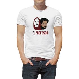 Qivi La Case De Papel El Profesor Baskılı Beyaz Erkek T-shirt