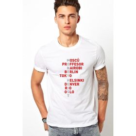 Qivi La Case De Papel Money Heist Baskılı Beyaz Erkek T-shirt