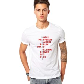Qivi La Case De Papel Money Heist Baskılı Beyaz Erkek T-shirt