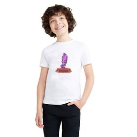 Qivi Larry Zooba Battle Baskılı Beyaz Unisex Çocuk T-shirt