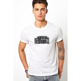 Qivi Led Zeppelin Baskılı Beyaz Erkek T-shirt