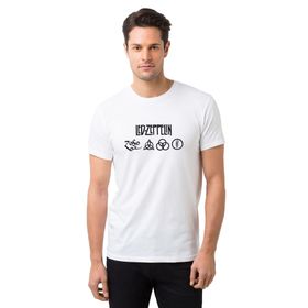 Qivi Led Zeppelin Sembol Baskılı Beyaz Erkek T-shirt