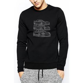 Qivi Legendary Jdm Crew Nissan Skyline R34 Baskılı Siyah Erkek Uzun Kol Örme Sweatshirt