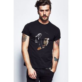 Qivi Leon Profesional Baskılı Siyah Erkek Örme T-shirt