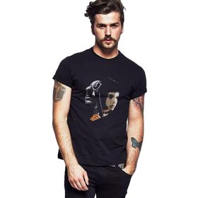 Qivi Leon Profesional Baskılı Siyah Erkek Örme T-shirt