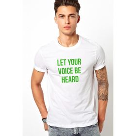 Qivi Let Your Voice Be Heard Baskılı Beyaz Erkek T-shirt