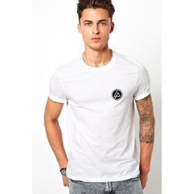 Qivi Linkin Park Göğüs Logo Baskılı Beyaz Erkek T-shirt