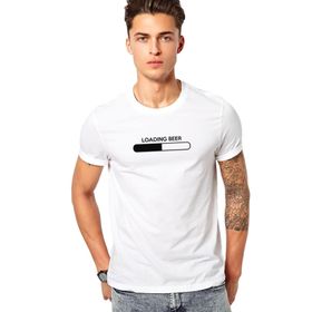 Qivi Loading Beer Baskılı Beyaz Erkek T-shirt