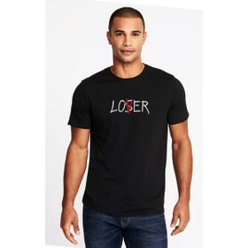 Qivi Loser Lover Baskılı Siyah Erkek Örme T-shirt