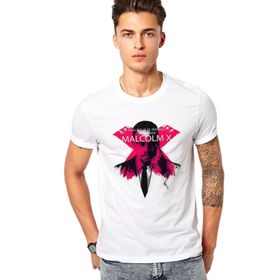 Qivi Malcolm X El Shabaz Baskılı Beyaz Erkek T-shirt