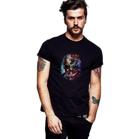 Qivi Marvel Stan Lee Brush Baskılı Siyah Erkek Örme T-shirt