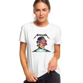 Qivi Metallica Album Hardwired To Self Destruct Baskılı Beyaz Kadın Örme T-shirt