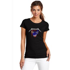 Qivi Metallica Concert Sioux Falls Rock Metal Baskılı Siyah Örme Kadın T-shirt