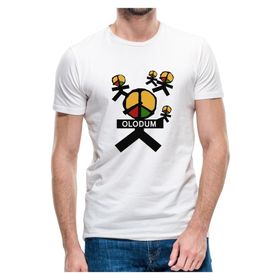 Qivi Michael Jackson Peace Olodum Baskılı Beyaz Erkek T-shirt
