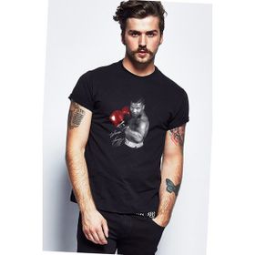 Qivi Mike Tyson İmza Boks Baskılı Siyah Erkek Örme T-shirt