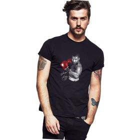 Qivi Mike Tyson İmza Boks Baskılı Siyah Erkek Örme T-shirt
