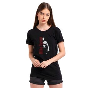 Qivi Mike Tyson Punch Boks Baskılı Siyah Kadın Örme T-shirt