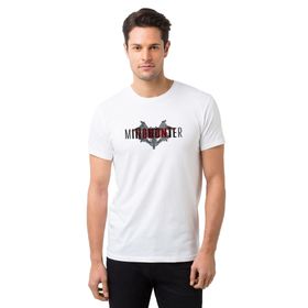 Qivi Mindhunter Yarasa Baskılı Beyaz Erkek T-shirt