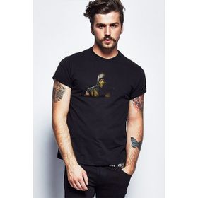 Qivi Mortal Kombat Baskılı Siyah Erkek Örme T-shirt