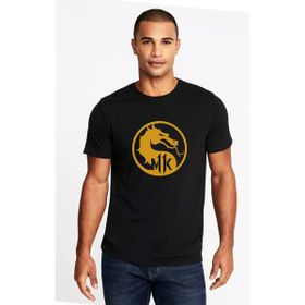 Qivi Mortal Kombat Baskılı Siyah Erkek Örme T-shirt