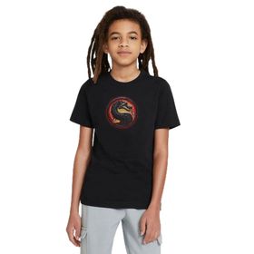 Qivi Mortal Kombat Logo Baskılı Siyah Unisex Çocuk T-shirt