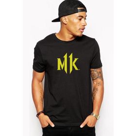 Qivi Mortal Kombat MK Logo Baskılı Siyah Erkek Örme T-shirt