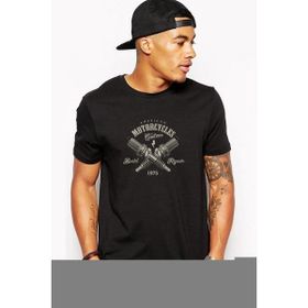 Qivi Motor Buji California Baskılı Siyah Erkek Örme T-shirt