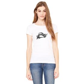 Qivi Motor Ride Clipart Flames Bike Baskılı Beyaz Kadın Örme T-shirt
