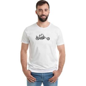 Qivi Motorcycle Chopper Clip Motorcycle Clipart Chopper Baskılı Beyaz Erkek T-shirt