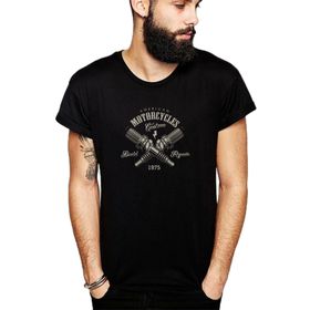 Qivi Motorcycles Buji California Baskılı Siyah Erkek Örme T-shirt