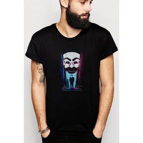 Qivi Mr Robot Baskılı Siyah Erkek Örme T-shirt