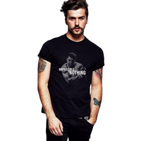 Qivi Muhammed Ali Typography Boks Baskılı Siyah Erkek Örme T-shirt