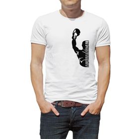 Qivi Muhammed Ali Yumruk Baskılı Beyaz Erkek T-shirt