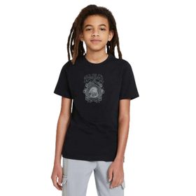 Qivi Muinaiset Baskılı Unisex Çocuk Siyah T-shirt