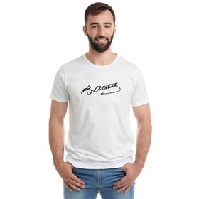Qivi Mustafa Kemal Atatürk İmza Baskılı Beyaz Erkek T-shirt