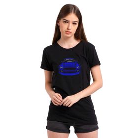 Qivi Mustang Baskılı Siyah Kadın Örme T-shirt