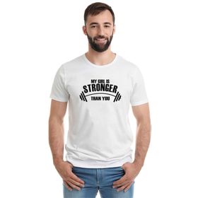 Qivi My Girl is Stronger Baskılı Beyaz Erkek T-shirt
